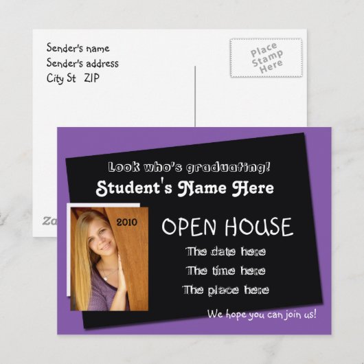 open huis uitnodiging briefkaart (Voorkant / Achterkant)