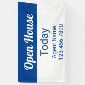 Open Huis Vandaag Blauw en Wit Agent Naam Nummer Spandoek (Verticaal)