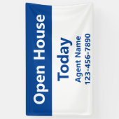 Open Huis Vandaag Blauwe Witte Makelaar Naam Spandoek (Verticaal)