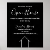 Open Huis Vastgoed Bedrijf Custom Zwart Poster (Voorkant)
