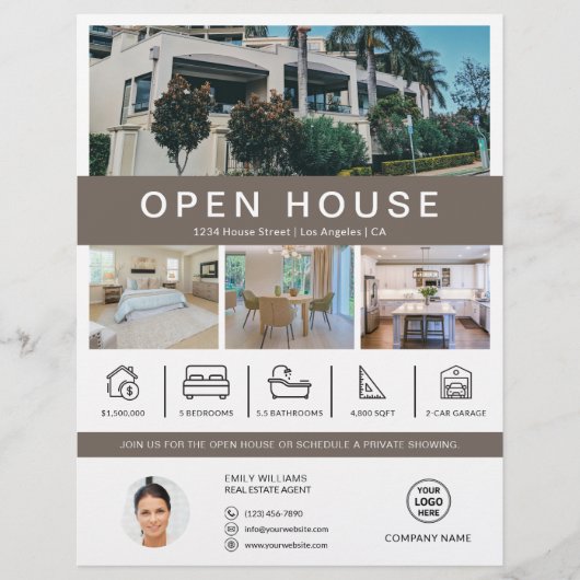 Open Huis Vastgoed Makelaar Flyer (Voorkant)