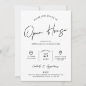 Open Huis Vastgoed Minimalist Zwart & Wit Kaart (Voorkant)