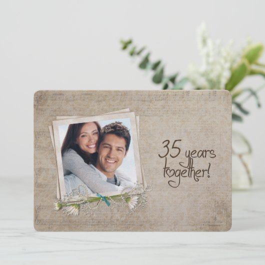 Open huis voor 35-jarig huwelijksjubileum kaart (Staand voorkant)