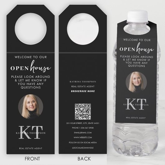 Open Huizen & Makelaars Foto Zwart Flessenhanger