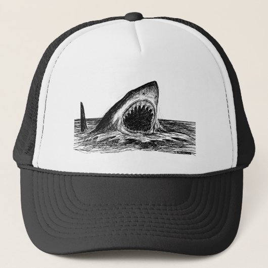 OPEN JAWS Crosshatch Art Trucker Hat Trucker Pet (Voorkant)