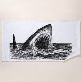 OPEN JAWS Great White Shark Art Beach Towel Strandlaken