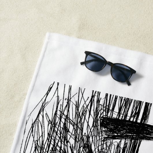 OPEN JAWS Great White Shark Art Beach Towel Strandlaken (In situ)