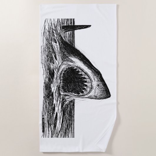 OPEN JAWS Great White Shark Art Beach Towel Strandlaken (Voorkant)