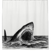 OPEN JAWS Great White Shark Art Shower Curtain Douchegordijn (Voorkant)