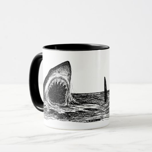 OPEN JAWS Great White Shark Designer Mok (Voorkant links)