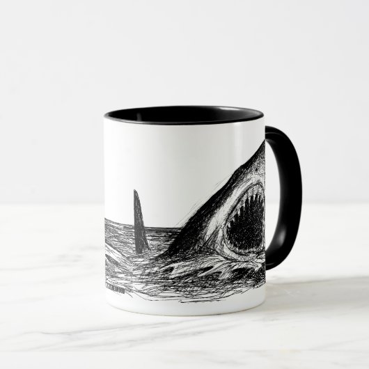 OPEN JAWS Great White Shark Designer Mok (Voorkant rechts)