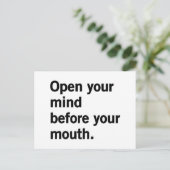 Open je geest voor je mond. briefkaart (Staand voorkant)