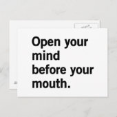 Open je geest voor je mond. briefkaart (Voorkant / Achterkant)