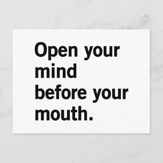 Open je geest voor je mond. briefkaart (Voorkant)