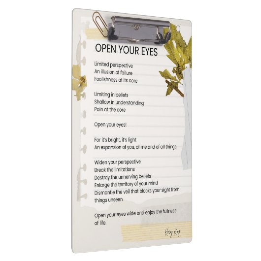 Open je ogen Inspirerend poëzie Klembord (Rechts)