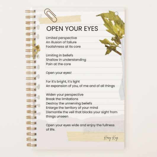 Open je ogen Inspirerend poëzie Planner (Voorkant)