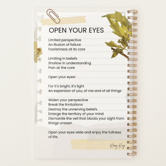 Open je ogen Inspirerend poëzie Planner (Achterkant)
