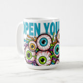 Open je ogen koffiemok (Voorkant links)