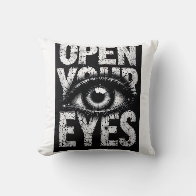 Open Je Ogen Streetwear Grunge Oog  Kussen (Voorkant)