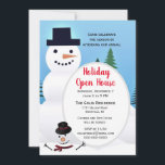 Open kerstfeestdag in Snowman Kaart<br><div class="desc">Deze klassieke uitnodiging voor het winterseizoen bevat een sneeuwscène met twee sneeuwmannen. Een perfect winterontwerp voor een kerstfeest of feestdag.</div>