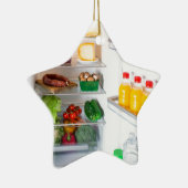 Open koelkast gevuld met eten keramisch ornament (Rechts)