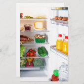 Open koelkast gevuld met voedsel briefpapier (Voorkant / Achterkant)