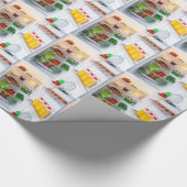 Open koelkast gevuld met voedsel cadeaupapier (Hoek)