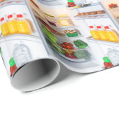 Open koelkast gevuld met voedsel cadeaupapier (Rol Hoek)