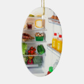 Open koelkast gevuld met voedsel keramisch ornament (Rechts)