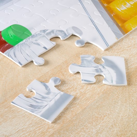 Open koelkast gevuld met voedsel legpuzzel (Zijkant)