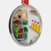 Open koelkast gevuld met voedsel metalen ornament (Rechts)