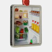 Open koelkast gevuld met voedsel metalen ornament (Rechts)