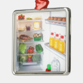 Open koelkast gevuld met voedsel metalen ornament (Links)