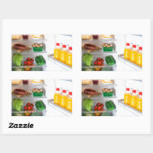 Open koelkast gevuld met voedsel rechthoekige sticker (Vel)