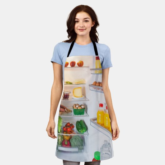 Open koelkast gevuld met voedsel schort (Gedragen)