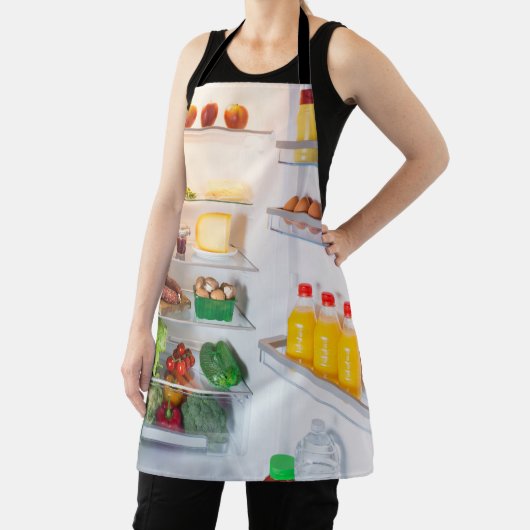 Open koelkast gevuld met voedsel schort (Insitu)