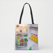Open koelkast gevuld met voedsel tote bag (Voorkant)