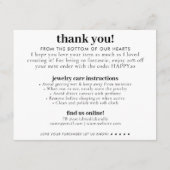 Open Lach Geniet van sieraden Zorg Dank u Business Informatiekaartje (Achterkant)