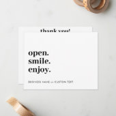 Open Lach Geniet van sieraden Zorg Dank u Business Notitiekaartje (Voorkant / Achterkant in situ)