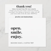 Open Lach Geniet van sieraden Zorg Dank u Business Notitiekaartje (Voorkant / Achterkant)