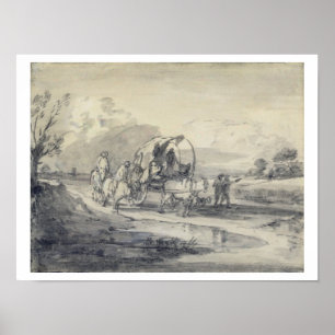 Open landschap met Herdsman en Covered Cart, c.1 Poster