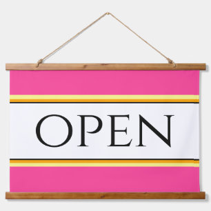 OPEN Leuk Helder Roze Wit Geel Sinaasappel Strepen Hangend Wandkleed