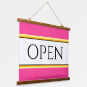 OPEN Leuk Helder Roze Wit Geel Sinaasappel Strepen Hangend Wandkleed (Gebogen)