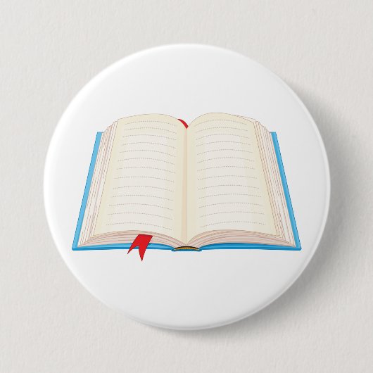 Open Lined Boek Rood Merkblad Ronde Button 7,6 Cm (Voorkant)