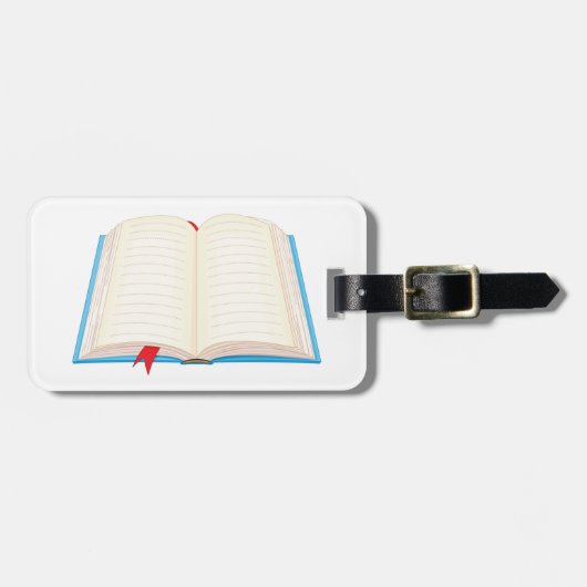 Open Lined Book Red Bookmark Bagagelabel (Voorkant horizontaal)