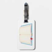 Open Lined Book Red Bookmark Bagagelabel (Achterkant verticaal)