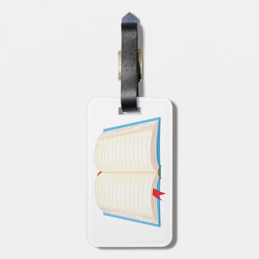 Open Lined Book Red Bookmark Bagagelabel (Achterkant verticaal)