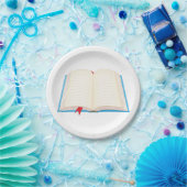 Open Lined Book Red Bookmark Papieren Bordje (Feest)