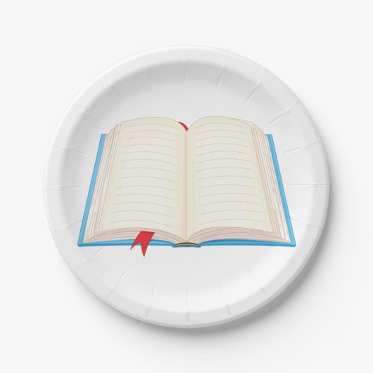Open Lined Book Red Bookmark Papieren Bordje (Voorkant)