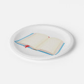 Open Lined Book Red Bookmark Papieren Bordje (Gekanteld)